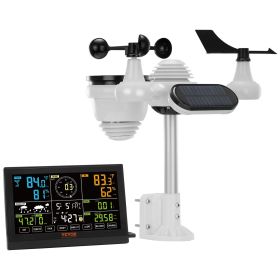 7-in-1 Wireless Weather Station, 7.5 in Color Display, Digital Weather Station Indoor Outdoor, for Temperature Humidity Wind Speed/Direction Rain